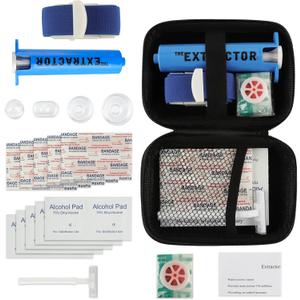 Snake Bite Kit, Bee Sting Kit, Emergency First Aid Supplies, Venom Extractor Suction Pump, Bite and Sting First Aid for Hiking, Backpacking and Camping (Blue)