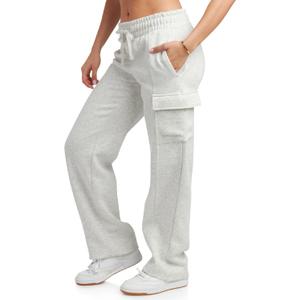 Spyder Womens Sweatpants - Cozy Fleece Joggers Athletic Cargo Sweatpants for Women with Adjustable Drawstring Waist & Pockets (Medium, Pearl)
