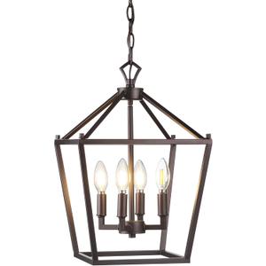 JONATHAN Y JYL7436A Pagoda Lantern Dimmable Adjustable Metal LED Pendant Classic Traditional Farmhouse Dining Room Living Room Kitchen Foyer Bedroom Hallway, 12 in, Oil Rubbed Bronze