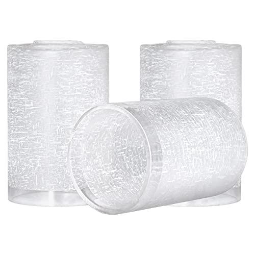 GoldSwift 3 Pack White Linen Glass Lamp Shade Replacement Globe & Covers for Light Fixtures, 6-1/16" Tall, 1-5/8 inch Fitter, Cylinder Glass Shade