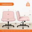 Orange Factory Criss Cross Chair Wheels Wide Cross Legged Office Desk Vanity Chair Comfy Fabric Armless Adjustable Swivel for Home Computer Task (Pink Wheel, Fabric), 35.6 inches x 25.5 inches x 20 inches