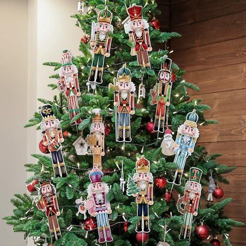 12 Pcs Christmas Tree Picks 10 Inch Nutcracker Christmas Decorations Xmas Tree Topper Nutcracker Picks Ornaments Set for Home Office Holiday Vase Decor Party Supplies