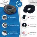 WANDER PLUS Travel Neck Pillow, Pure Memory Foam Neck Pillow for Airplanes, Comfortable Breathable Cover, 360 Degree Support Ergonomic Design Best for Sleeping Plane Train Travel Essentials Max Grey