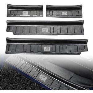 Door Sill Guards Fit for Jeep Wrangler JL JLU 2018-2025 & Gladiator JT 2020-2025 4-Door, Carbon Fiber Style 304 Stainless Steel Door Entry Guard Protector Accessories Non-Slip Design