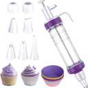 JAYVAR Dessert Decorating Syringe Set, Icing Dispenser Tool, Dessert Decorator Pro with 7 Icing Nozzles for Pushes Icing to Decorate Baked, Cake Decorating Gun for Frosting Cream to Make Cupcakes