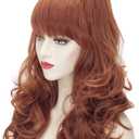 Wiggy Mermaid Brown Beehive Wigs for Women, Auburn Vintage Bouffant Wig, Long Copper Curly Victorian Fembot Wig 50s 60s 70s for Women for Halloween Costume Party + Cap