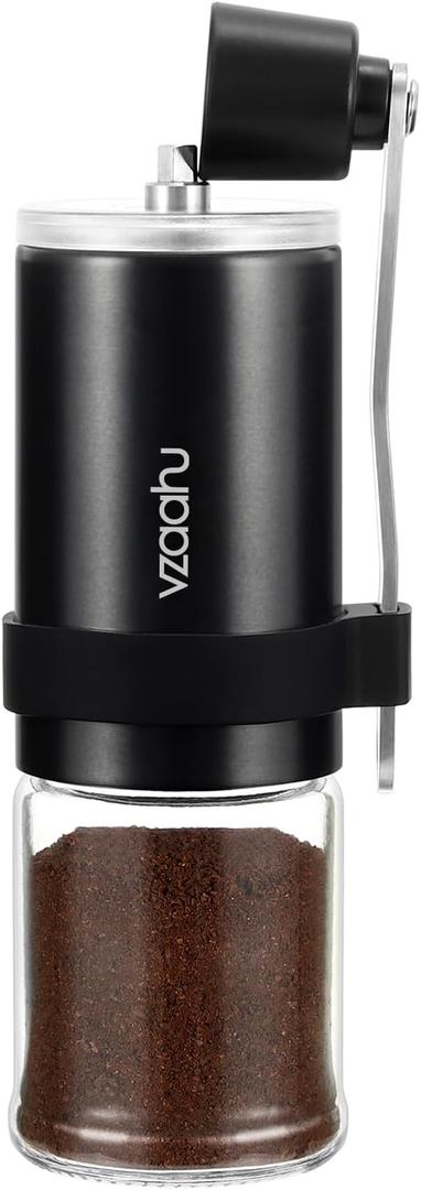 Vzaahu Portable Manual Coffee Grinder - Adjustable Ceramic Burr with Fast Grinding, Compact & Lightweight for Camping, Hiking, Travel - Perfect for French Press, Americano Lovers