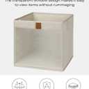 StorageWorks 13x13 Storage Cubes, Closet Storage Bins with Clear Window, Large Fabric Organizer for Clothes, Collapsible Storage Baskets with PU Handles, Brown and Beige, 3-Pack