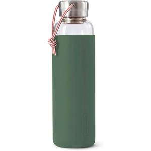 Travel Glass Water Bottle | Lightweight, Leak Proof Flask w/ Protective Sleeve & Stainless Steel Lid | Hot or Cold Drinks for Travel, Office & School for All Ages | Olive, 
20 oz / 600 ml