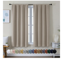 Simplebrand Ava Stone Blackout Curtains for Bedroom 63 Inch Length 2 Panels Set, Solid Thermal Insulated Energy Saving Rod Pocket Window Treatment Curtains Blackout Drapes, W40 x L63 Inch, Stone