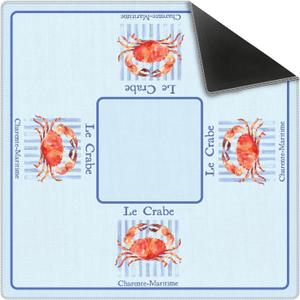 Blue Coastal Beach Crab Mahjong Mat 31.5x31.5 Inch, Non-Slip and Noise Reduction Mah Jong Table Mat Cover Gifts for Mahjong Lovers Poker Board Games Dominoes