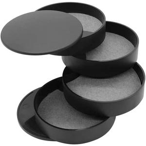 Jewelry Organizer Small Jewelry Storage Box 4-Layer Rotating Travel Jewelry Tray Holder for Women Bracelets Rings Bracelets Earrings (Black)