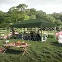 10'x 20' Pop up Canopy Tent with 210 D Oxford Fabric, Portable Instant Commercial Canopy Including 12 Stakes 6 Sandbags for Farmers' Market, Wedding Event, Outdoor Camping-Green