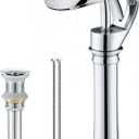 Elegant Bathroom Sink Faucet Single Hole,AUU Waterfall Chorme Vessel Sink Faucet Solid Brass,Single Handle Tall Bowl Sink Faucet with Pop Up Drian Supply Line (Chrome, Tall)