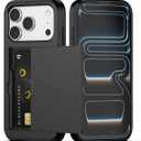 Nvollnoe Compatible with iPhone 17 Pro Case with Card Holder Dual Layer Heavy Duty Protective Shockproof Hidden Card Slot Slim Wallet Phone Case for Women&Men 6.3 inch (Black)