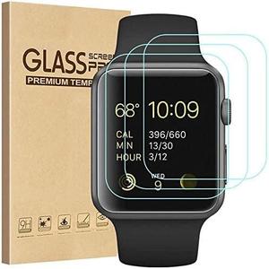 Tourist [3 Pack Compatible for Apple Watch Tempered Glass Screen Protector 38mm Series 3/2 / 1, 9H Hardness, Anti-Scratch, Anti-Fingerprint, Anti-Bubble Easy Installation with Lifetime Replacements