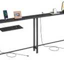 VASAGLE Set of 2 Console Tables with Power Outlets, Slim Behind Couch Sofa Tables, 5.9 x 39.4 x 31.5 Inches, 2 Hooks, Easy Assembly, for Entryway, Living Room, Ebony Black and Ink Black ULNT078B01