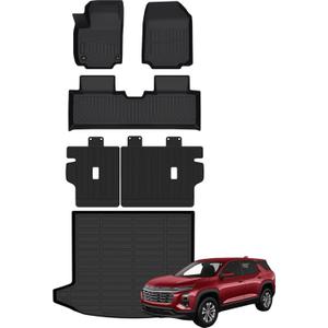 Marretoo Floor Mats for Chevy Chevrolet Equinox 2025 Floor Mats & Cargo Liner with Backrest Mat Full Set All Weather Protection TPE for Equinox Accessories(Not for EV)