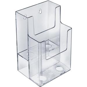 Azar Displays 252032 Clear Two-Tier Tri-Fold Brochure Holder, Acrylic Boxes for Display - Table Menu Holder Stands (4.25 W by 3.75 D by 7 H)-Tabletop Pamphlet Holder - 2-Pack