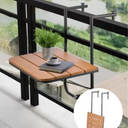 Folding Hanging Table Adjustable Balcony Railing Table Patio Deck, Wood
