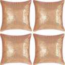 Champagne Gold Square Sequin Decorative Throw Pillow Covers Cushion Case for Chair Couch Bed Sofa Bedroom Living Room Wedding Home Decor (18"x18",4 Pack)