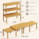 Cabinet Organizer Shelf(Set of 3),Bamboo Kitchen Counter Shelves for Countertop and Cabinet,Stackable Shelf Spice Racks,Large (Natural)