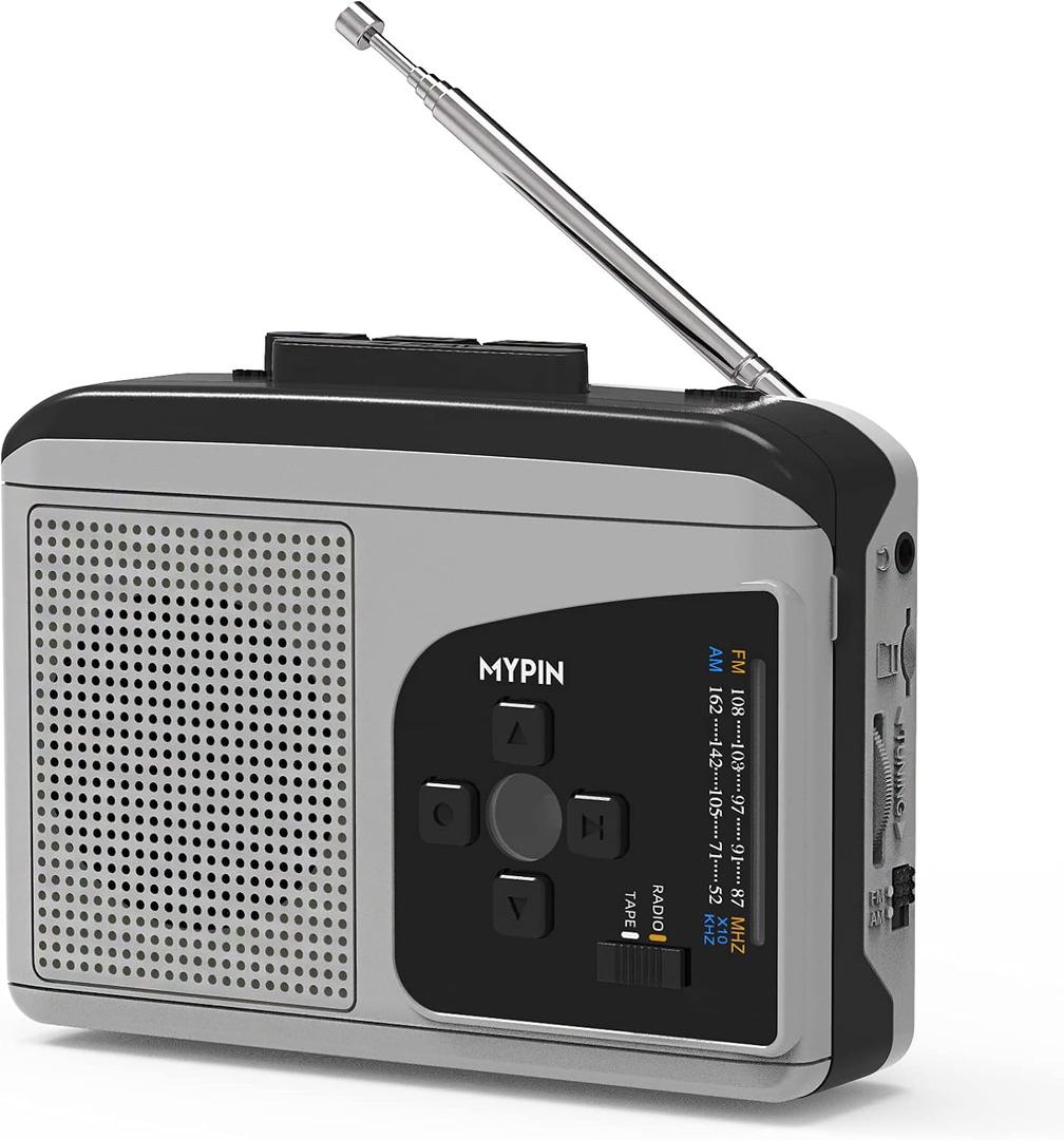 AM/FM Radio Cassette Player Converter, Voice Recorder, MYPIN Portable Walkman Cassette Player, Audio Cassette Tape to MP3 Converter Player with Built-in Speaker Earphone, Auto Reverse,No Need Computer
