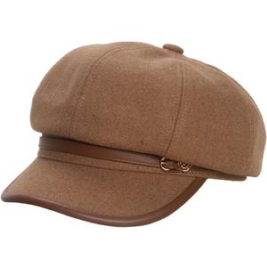 Womens Suede Newsboy Cap Wool Newsboy Hat Winter Baker Boy with Belt Buckle Vintage Outdoor Cap Fall Hats