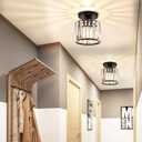 Semi Flush Mount Ceiling Light, Crystal Ceiling Light Black Crystal Chandelier for Kitchen Hallway Entrance Balcony Dining Rooms Living Rooms