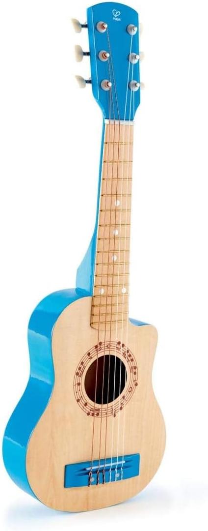 Hape 26 Inch Kids Guitar Toy Musical Instrument - Beginner Wooden Kids Guitar, Musical Toys w/ 4 Tunable Strings Blue 