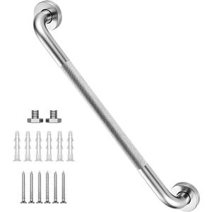 24 Inch Shower Grab Bar, Brushed Nickel Anti Slip Safety Bars, 304 Stainless Steel Bathroom Handrail, Handicap Grab Bars for Wall, Shower Grip Handle for Seniors Elderly Injury Assist Bath (1.25" Dia)