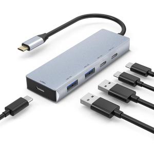 USB 3.2 Hub 10Gbps, 2 USB-C 3.2 and 2 USB-A 3.2,PD 100W Fast Charging for MacBook Pro, MacBook Air, Acer Laptops, HP Laptops, iPad Pro More.(Frosted Silver)