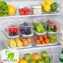 SMRCAD Fridge Organizers and Storage, 6 Pack Clear Freezer Organizer Bins with Lids for Kitchen, Pantry, Refrigerator, Food, Fruit, Vegetable Storage
