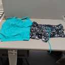 Aqua Eve Two Piece Women's Tankini Swimsuits Blouson Swim Tank Top with Shorts Modest Bathing Suits Blue Green Flower 18W