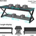 LVB Black Bench, Industrial Entryway Bench with Storage, Indoor Wood and Metal Storage Bench for Living Room Bedroom, Accent Shoe Rack Seating Bench for Hallway Foyer Entrance, Black Oak, 47 inch