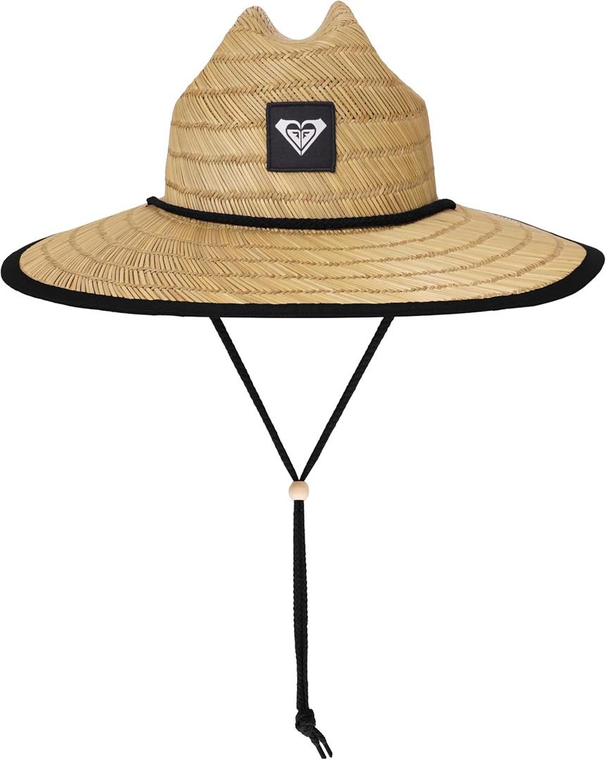 Roxy Women's Tomboy Woven Straw Hat | Wide Brim | Adjustable | Sun Protection | Beach | Vacation | Natural (True Black)