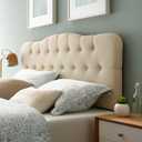 Modway Annabel Tufted Button Linen Fabric Upholstered Queen Headboard in Beige