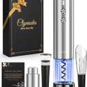 Electric Opener Set - Premium Gifts with Opener, Foil Cutter, Aerator, Vacuum Stopper, and Elegant Gift Box - Ideal Christmas Gift for Unforgettable Moments (Stainless Steel)
