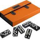 Bucher&Rossini Dominoes Set Double 6 - Classic Black Domino's Game Set for Adults and Kids Idea Gift Present for Domino Players or Family Game Night (Black New)