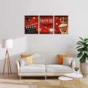 Apicoture Home Theater Wall Decor Movie Night Sign Canvas Wall Art Prints Movie Film Reels Popcorn Lamplight Painting Prints Media Room Home Cinema Wall Framed 12"x16"x3 Pieces