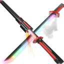 EVADA Neon LED Spark Sword with Sound and Fog, Type-C Recharge, 31.5" Glowing Ninja Blade Weapon for Kids and Adults, Toys for Cosplay, Rave and HalloweenRed