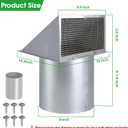 8 inch Hooded Wall Vent with Screen and Damper,Wall Vent Cover Exhaust Vent Outdoor Wall Cap Exterior Air Vent Cover for Kitchen Range Hood HVAC Duct Dryer Ventilation,Galvanized Steel,Gray