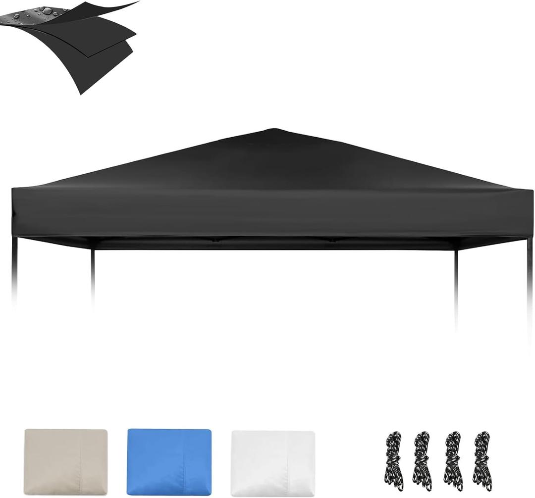 10×10 Canopy Replacement Top, Pop Up Canopy Replacement Tent Cover for Straight Leg Frame, Waterproof Canopy Top Cover for Garden Patio Camping (Top Only)(Black)