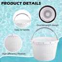 8" Pool Skimmer Basket for Inground Pool Compatible with Pentair U-3 Skimmer Basket 08650-0007 and Hayward SP1070 SPX1070E Pool Basket ，Stainless Steel Handle，Rubber Grip & Built in weighting，White