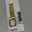 QUNDAXI Slim Metal Band with Apple Watch Band, Dressy Stainless Steel Chain Strap for Women Man iWatch Bands Size: 38mm 40mm 41mm (Series 1-9/SE) (Gold)