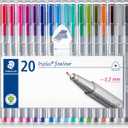 STAEDTLER Triplus Fineliner Pens, .3mm, Metal Clad Tip, 20-Pack, Assorted (334SB20BK) (20 Count (Pack of 1))