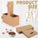 Bodaon 2 Cup Drink Carrier with Handle, 15 Pcs Cardboard Cup Holders, Disposable Drink Carriers for Delivery, Kraft Paper Coffee Cup Holder to Go, Take Out Cup Carriers for Hot/Cold Drinks