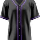 Baseball Jersey for Men,Blank Baseball Jerseys Shirts Short Sleeve Hip Hop Sports Casual Button-Down Uniforms (Black, L)