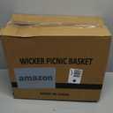 Wicker Picnic Basket with Removable Liner Empty Picnic Baskets with Lid, Picnic Hamper with Foldable Handles for Picnic 2, Natural Color, Large