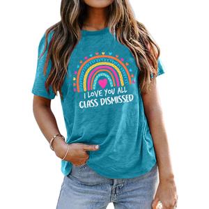 Teacher Shirt for Women Last Day of School T-Shirt Teacher Life Graphic Tee Tops Teachers Gift T-Shirt Blouse (Blue, M)